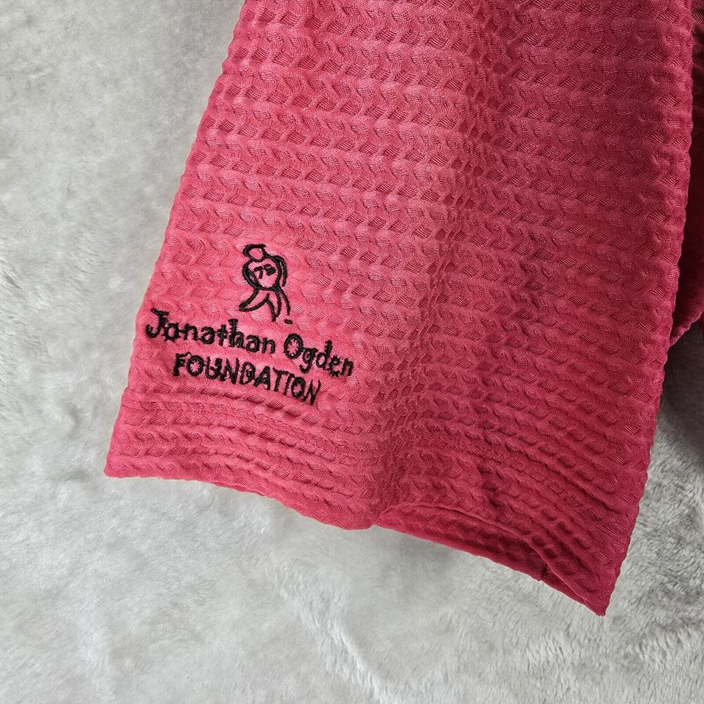 Tiger Woods Textured Polo Shirt Mens Large Pink Golf Short Sleeve Metal Logo - Picture 8 of 15